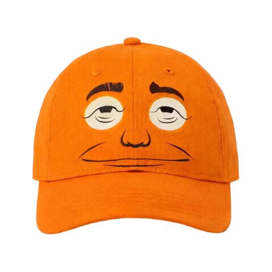 Expressionless Orange Face Golf Hat Extended Brim Adjustable Fit Baseball Cap Cartoon Design Casual Outdoor Hat