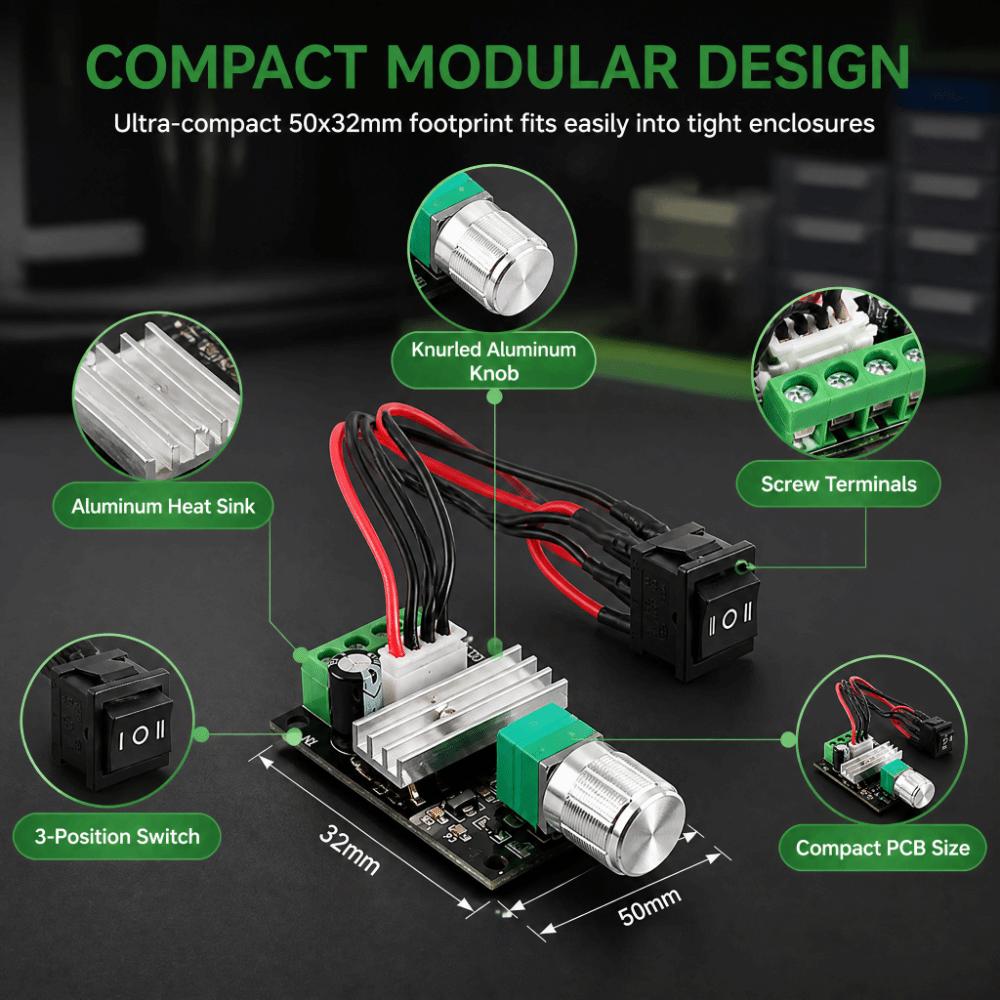 80W Power Capacity PWM Motor Controller 6‑28V Input Voltage DC Motor Driver Industrial Automation