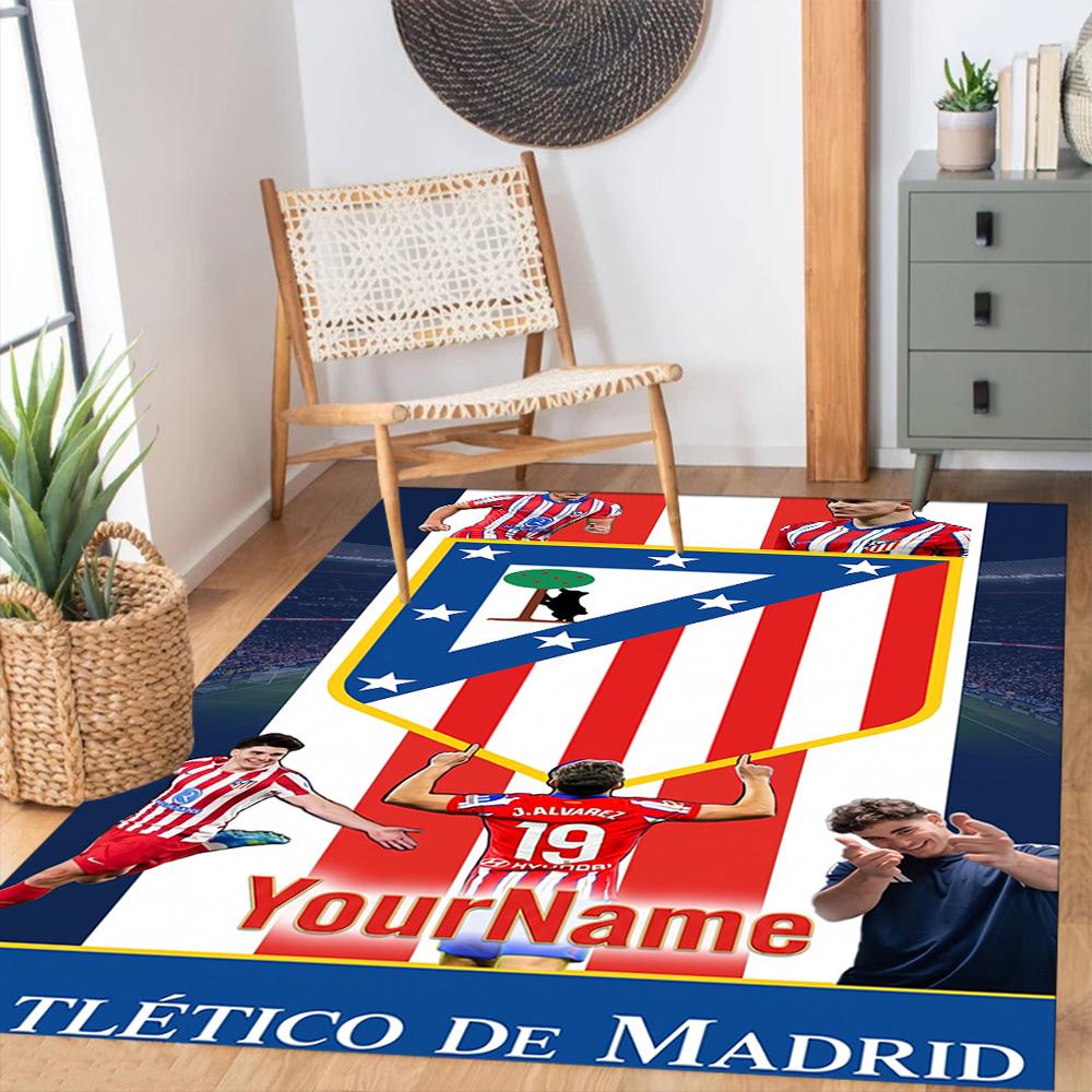 Atletico Madrid Customizable Name Carpet Design for Playrooms Dining Room Kitchen Study room Antislip Carpet Anime Office Decor Spiritual Gift