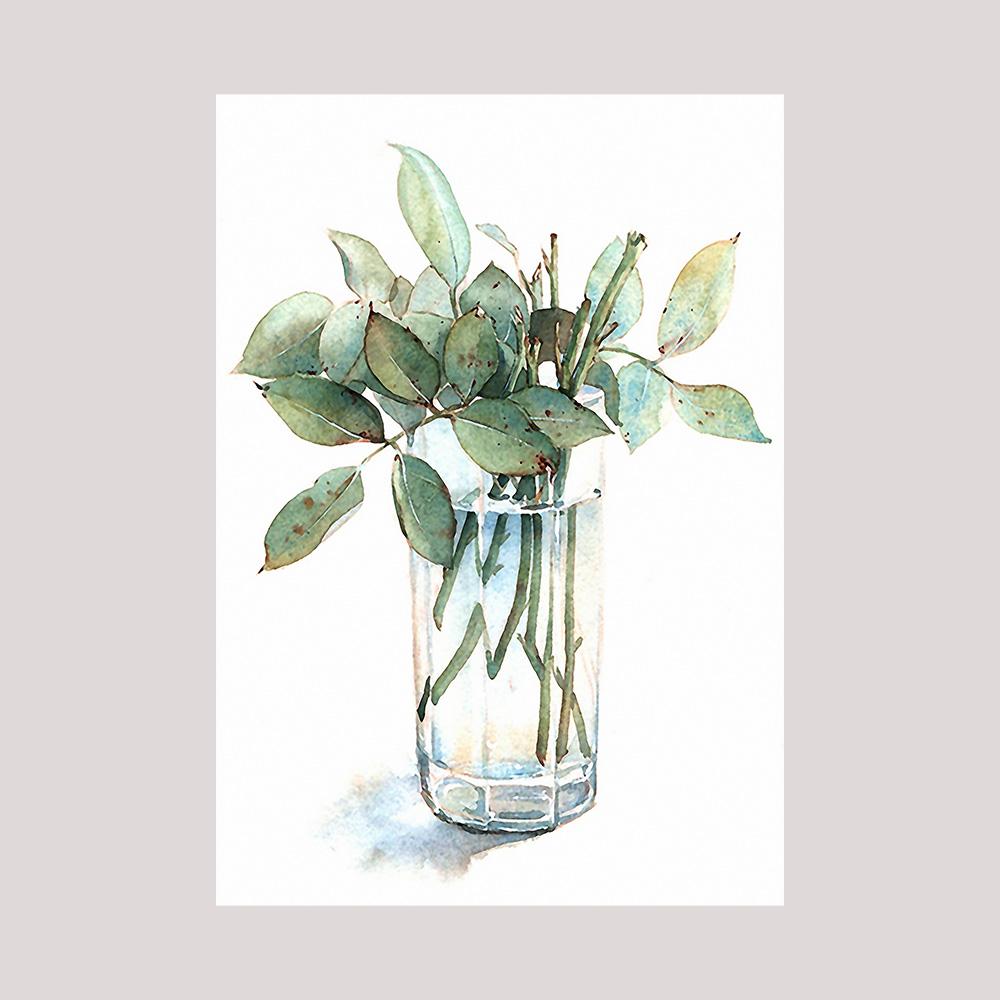 

Nordic Green Plant Холст Плакаты Цветочная Настенная Живопись Постер Ваза Эстетические Картины для Гостиной Домашний Декор 30x40cm