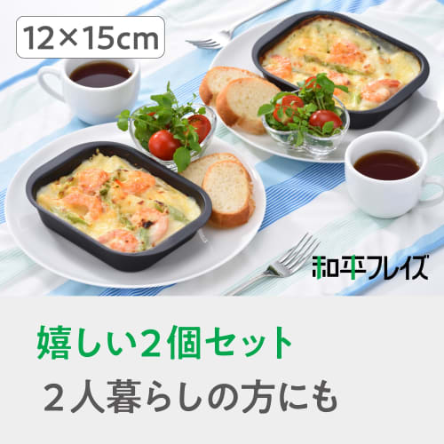 Wahei Freiz Grill Pan, Mini Square, Set of 2, 12 X 15 Cm, Induction Compatible, Iron, with Lid, for Fish Grilling, Rancini, RA-9282