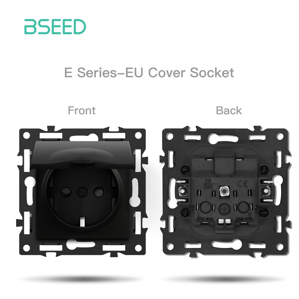 BSEED Switch DIY Modules Light Switch Parts Black Glass/Plastic Frame DIY Combination Wall Sockets TV CAT6 USB-C Charge Key