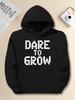 Blocks Pixelated DARE TO GROW Typography JPH-9 Plus Size Unisex Hooded Sweatshirt
