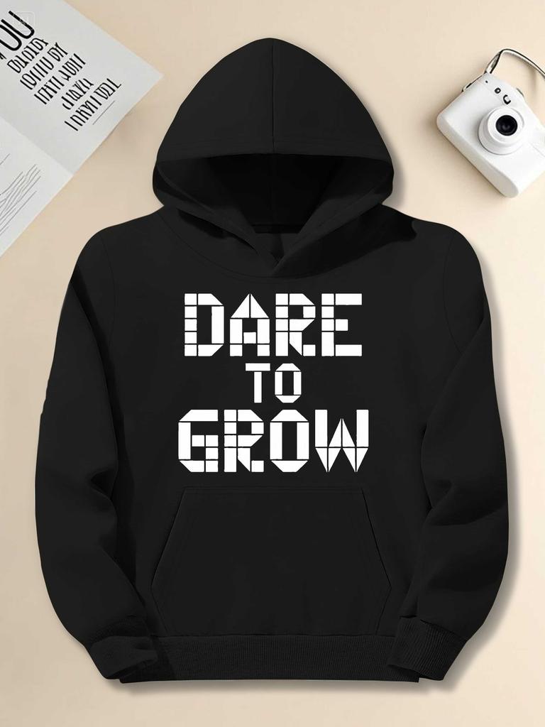 Blocks Pixelated DARE TO GROW Typography JPH-9 Plus Size Unisex Hooded Sweatshirt