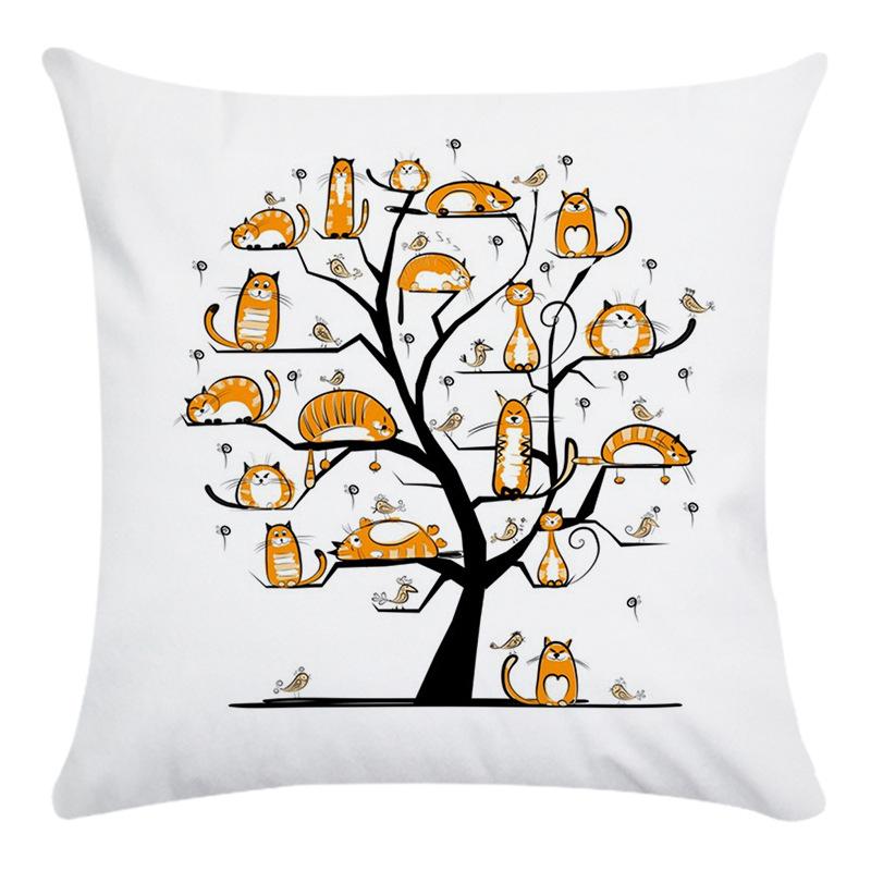 Creative Life Tree Pattern Digital Printing Short Plush Pillow Covers For Car Sofa Office Cushion Cover Home Goods