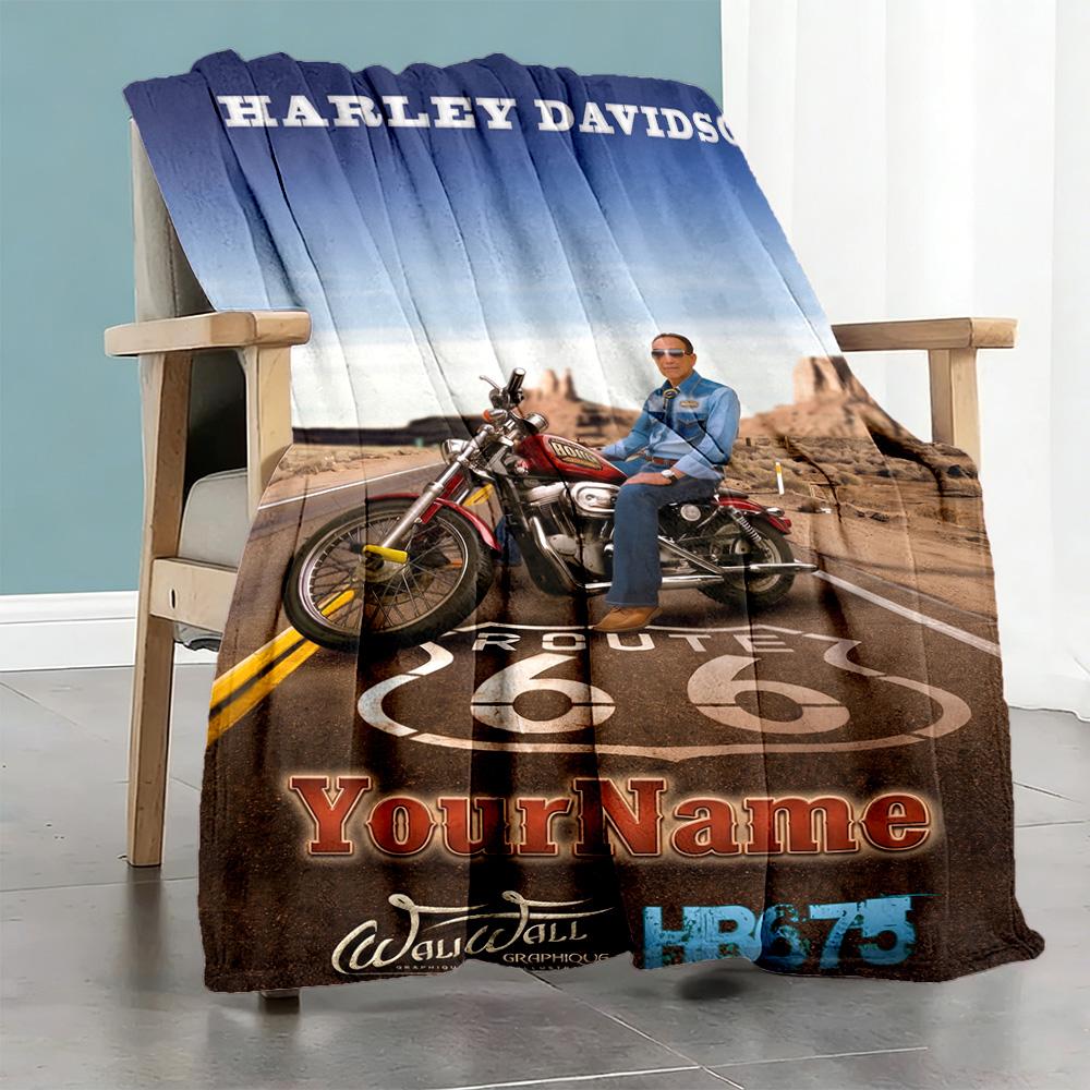 Harley-davidson Motorcycles Personalized Text Blanket Cozy Customizable Blanket Ultra-Soft Throw For Office Nap Bedding Livingroom for All Occasions
