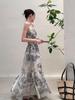 Women's Spaghetti Strap Ink Painting Dress, Waist-Cinched, Slimming Mid-Length, High-End Summer 2026 Trend