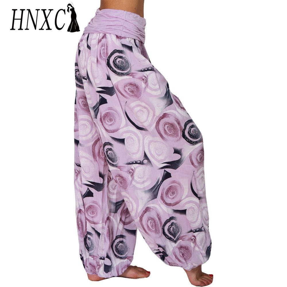 HNXC 15 Culori Pantaloni Lungi Casual Elastici Talie Mărime Mare Imprimeu Drept Largi Pantaloni Lungi Haren