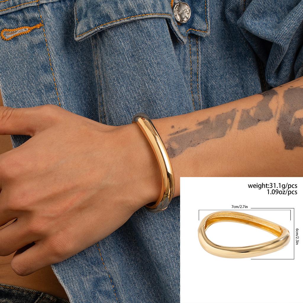Metal Bracelet for Men Hip Hop Fashion Personality Smooth Spring Open Bracelet Irregular Men's Jewelry