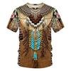 Été Nouveau T-shirt Décontracté à Manches Courtes et Col Rond pour Homme avec Impression Numérique 3D Amérindienne