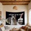 Reusable Cat Meme Tapestry Durable High Quality Multi-Size Flat Print Design Funny For Dorm Bedroom Living Room