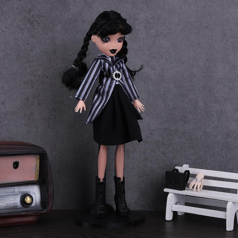 Wednesday Adams Girl Collectibles in Black Gothic Academy Uniform Movie Figurine Model Doll Ornament Halloween Decorations Gift