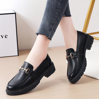 Thick-soled British Style Leather Shoes for Women's Middle Heel New Spring 33-40 Students' Thick Heel Genuine Leather Loafers for Women