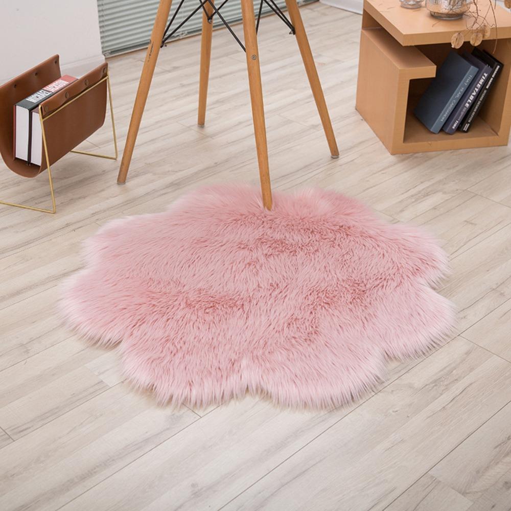 Long Hair Plush Carpet Faux Wool Plum Blossom Carpets Modern Soft Rug  Living Room Decoration