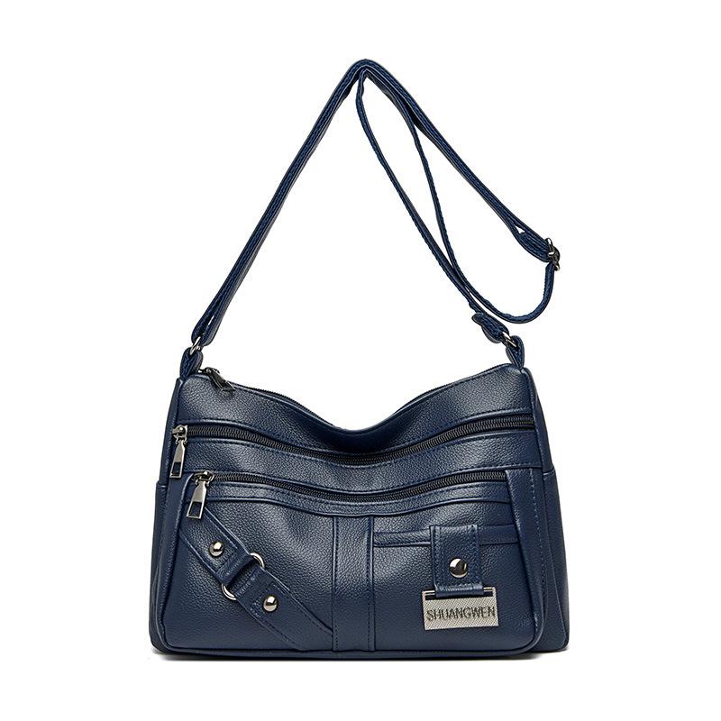 Crossbody Bag, Middle-aged Fashionable and Simple Women's Bag Soft Leather Large Capacity Multi-compartment Single-shoulder Bag