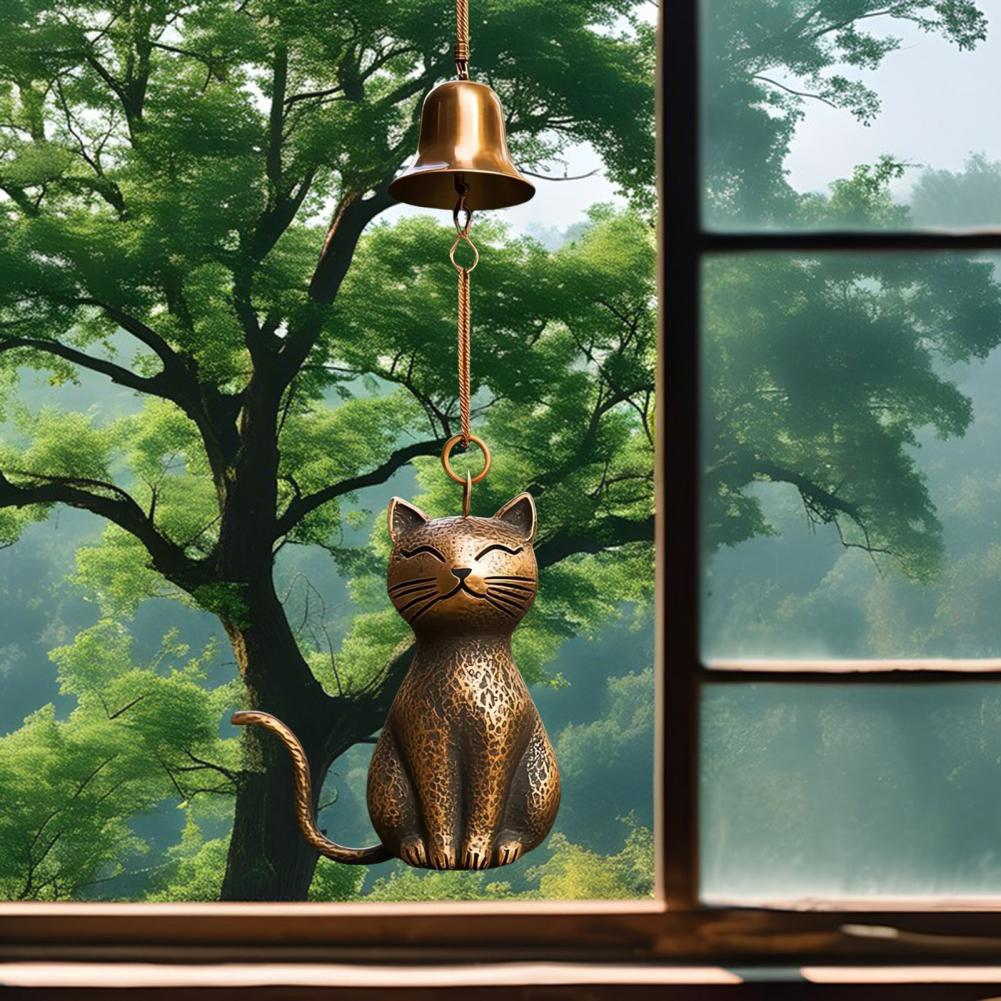 Einzigartiger Katzen-Windspiel Metall-Katzen-Windspiel Gartenstatue für Katzenliebhaber Outdoor Hängendes Gedenk-Ornament Veranda-Dekoration Geschenk