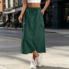 Women's High Waisted Cargo Skirt with Elastic Waist, Pockets and Slit, Color Casual Skirt for Everyday Wear