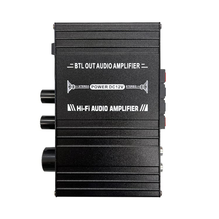 Compact 2-Channel Audio Amplifier, 40W + 40W Output, Aluminum Body, Simple Functions, Compact Size, Hi-Fi Stereo Amplifier, 12V/2A Adapter Included, M