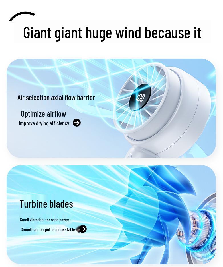 Rechargeable 100-Speed Mini Handheld Turbo Fan - Portable & Desktop Electric Fan