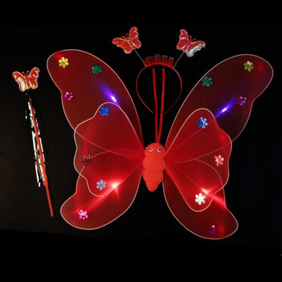 Leuchtende Schmetterlingsflügel & Zauberstab Feen-Set für Mädchen