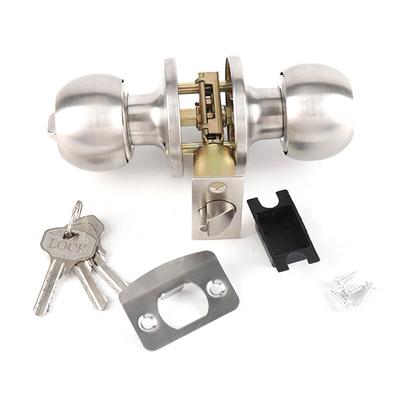 Ensemble de serrure tubulaire 3 pôles Acier inoxydable Maison préfabriquée Poignée de porte à boule Ensemble de serrure
