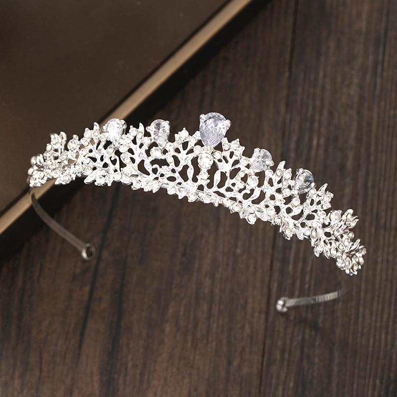 Fashion Diverse Bride Rhinestone Tiaras Crowns Silver Color Crystal Wedding Crown Headpiece Baroque Women Hair Jewelry Diadem