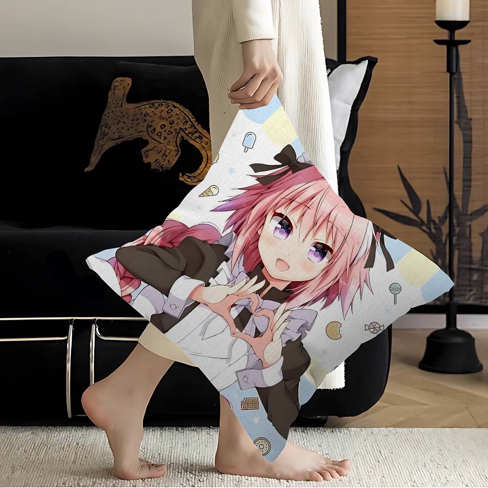 AAstolfo Rose Mignonne Fille Anime Housse de Coussin Taie d'oreiller Salon Canapé Décoration de Maison Personnalisé