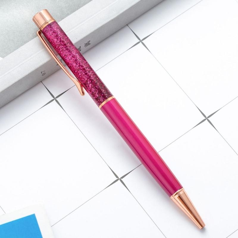 5Pcs Sequins Drift Sand Ballpoint Pens Refillable Metal Ballpoint Pens 1.0MM Tip for Daily Writing and Note Taking