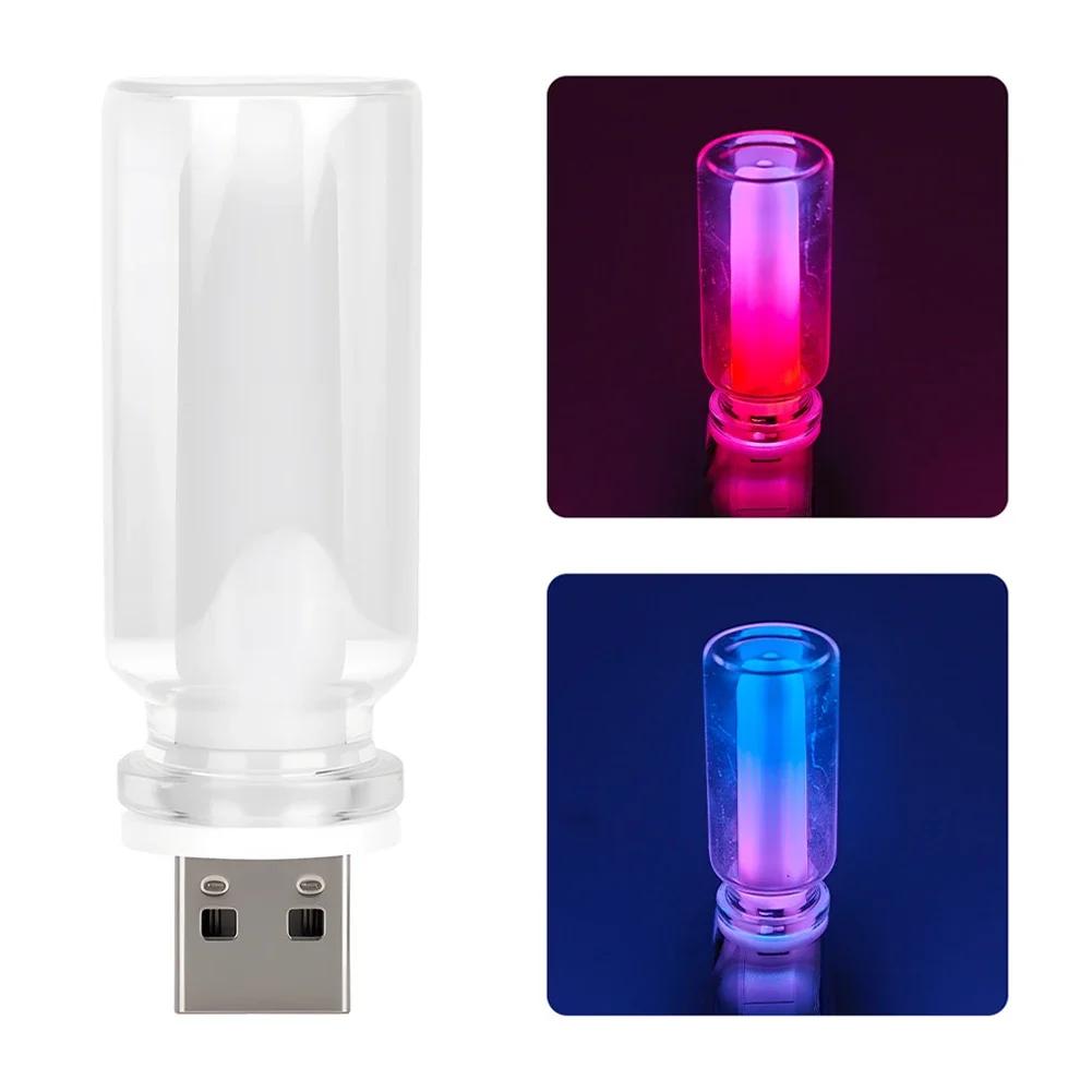 Rainbow Color Car USB LED Atmosphere Light Universal 5V Retro Candle Style Incandescent Bulbs Car Decoration Lamp