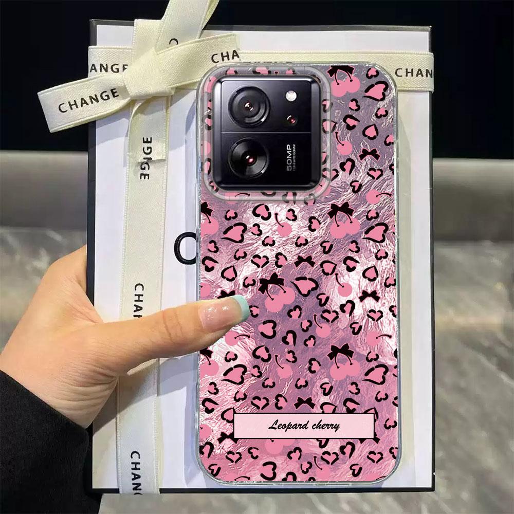 Koreanische Bernsteingold-Leopardenmuster-Handyhülle für Xiaomi 13T 14T 11 Lite NE Poco X5 M6 Pro X6 X7 X3 Pro NFC C65 C61 M5S Damen Hülle