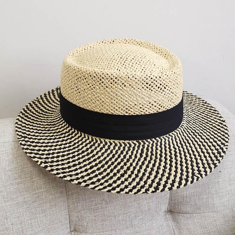 

Womens Paper Straw Boater Hat Beach Flat Dress Fashion Show чорний