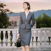 Treloman Women's Grey Faux Two-Piece Business Dress