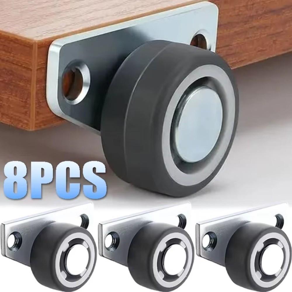 Mini Directional Track Pulley Silent Rubber Furniture Casters  For Trolley Drawer Kitchen Cabinets