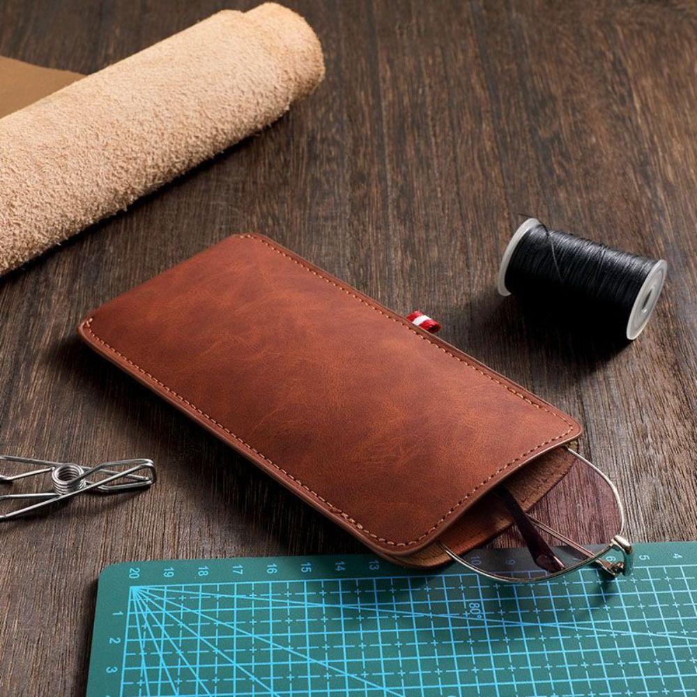 Solid Color PU Leather Glasses Bag Rectangle Reading Eyeglasses Pouch Sunglasses Cover Female/Male
