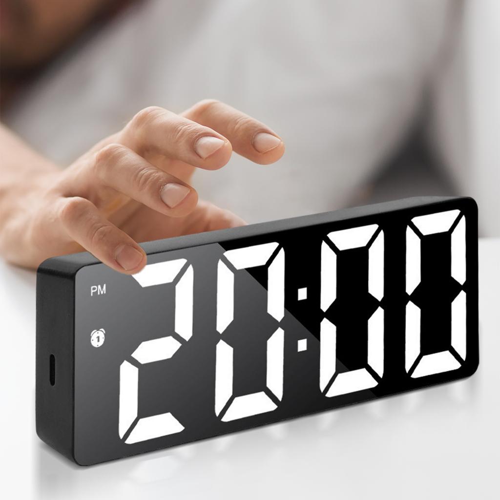 Electric Desk Clock with LED Display Date Temperature Dimmable Snooze for Deep Sleepers Kids Elderly Home Office