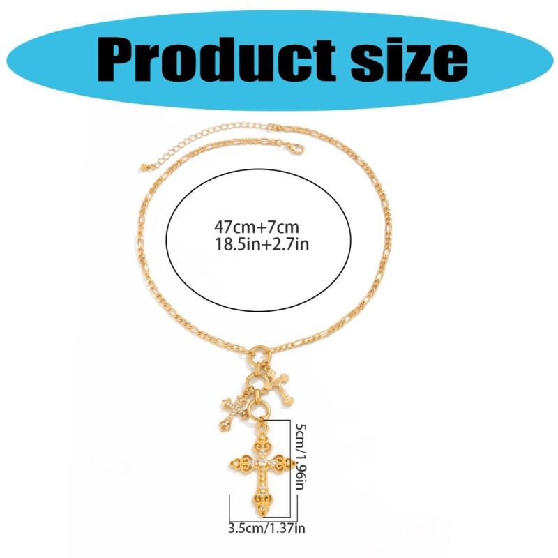 Retro Kruzifix mit Strasssteinen Halskettenzubehör Handgefertigt Vintage Halskette Statement Schlüsselbein Kette Zubehör