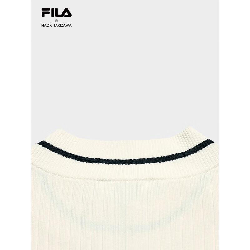 Fila Damski dzianinowy top z krótkim rękawem i zamkiem pod szyją