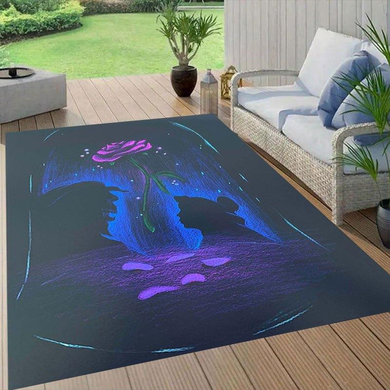 1pc beauty and the beast Pattern Carpet Area Rug Non slip Carpet Hand Washable Floor Mat Suitable For Living Room Bedroom Home Decor Room Decor