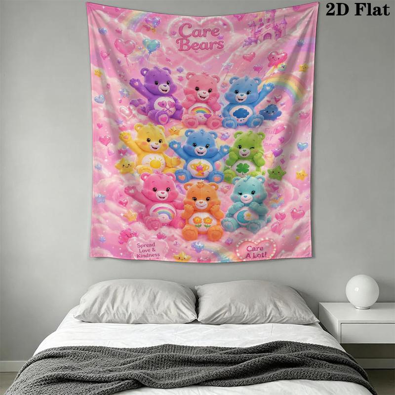 Care Bears Wall Tapestry Aesthetic Wall Hanging Printed Fabric Blanket Decorative Tapestries for Bedroom Living Room Home Decor