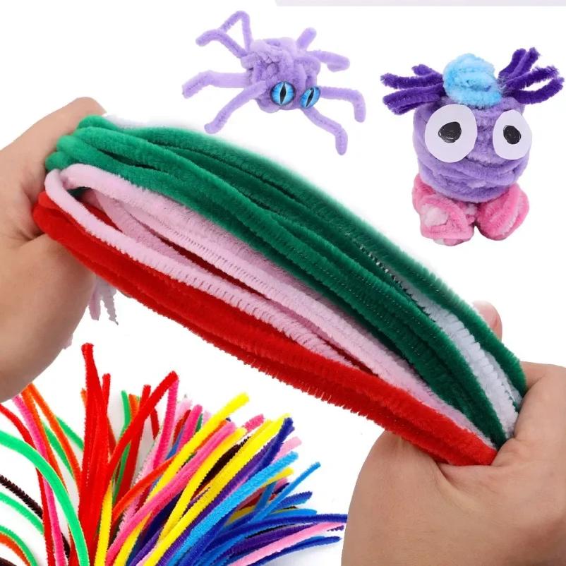 Colorful Chenille Stems Pipe Twist Stick Hair Strip DIY Craft Educational Toys Cleaners Plush Tinsel Xmas Party Gifts