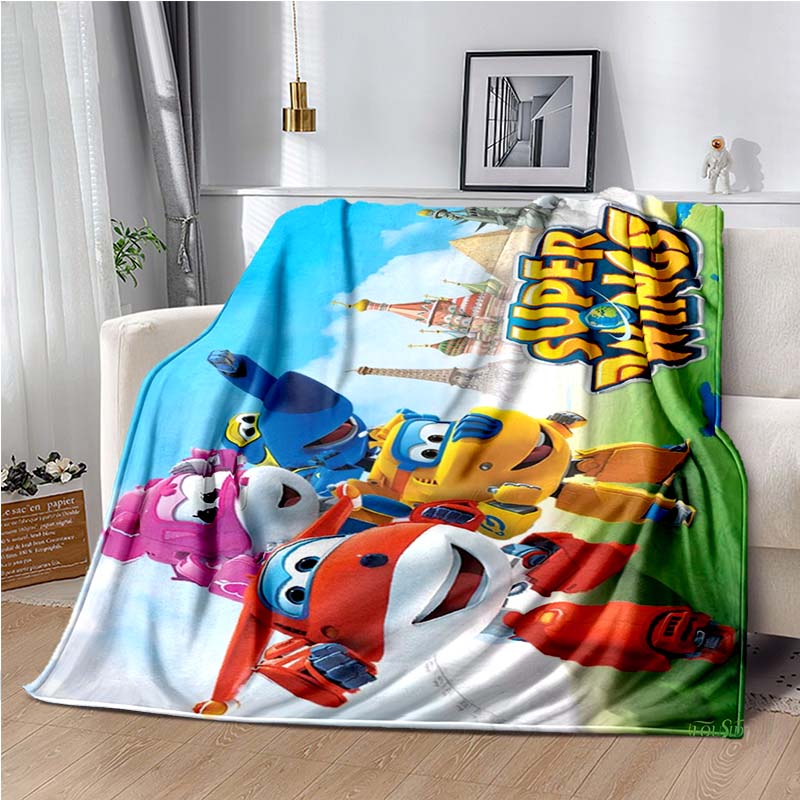 Cartoon Anime Super Wings Throws Blanket for Bedding Picnic Kid Super Soft Cute kawai high quality Flannel Blanket birthday gift
