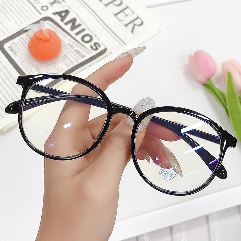 Retro Small Oval Frame Myopia Glasses Female Literary And Artistic Students Glasses Frame Anti-Blue Light Flat Light Glasses Frame Male Tide Anti-blue flat mirror