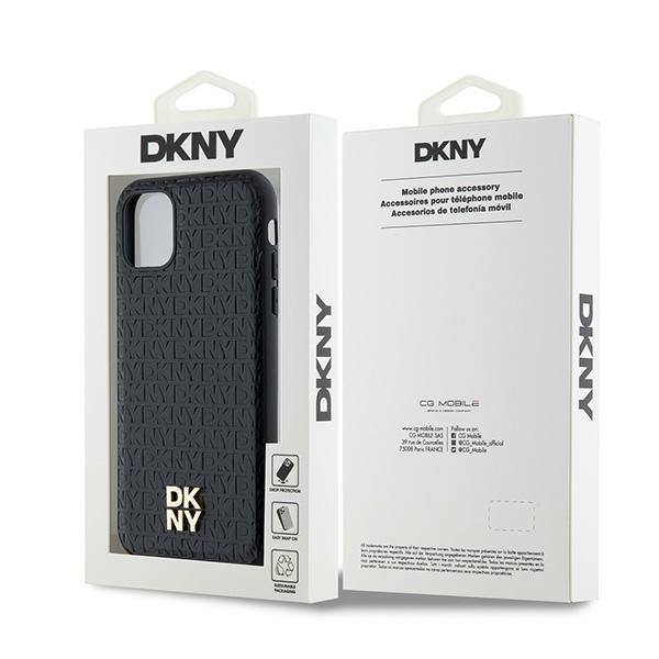 Dkny Dkhmn61Pshrpsk Iphone 11 / Xr 6.1Czarny/Black Hardcase Leather Monogram Pattern Metal Logo Magsafe