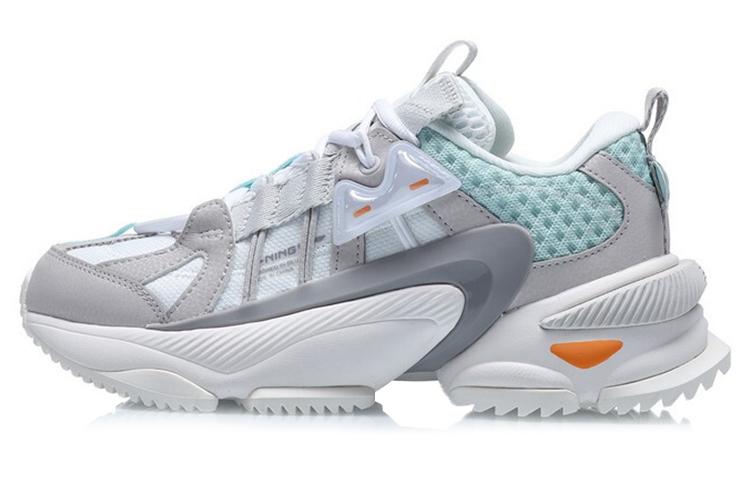 Li Ning Nebula M1 Текстиль, Синтетическая кожа Амортизация Низкие Спортивные Повседневные Кроссовки Женские Белый Серый AGCQ244-1 35.5