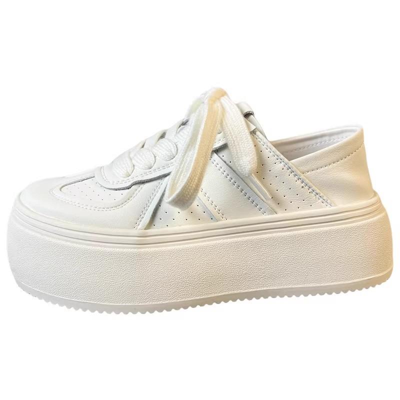 Leather board shoes thick sole heightening little white shoes children versatile two wear single shoes spring and summer new casual sports shoes