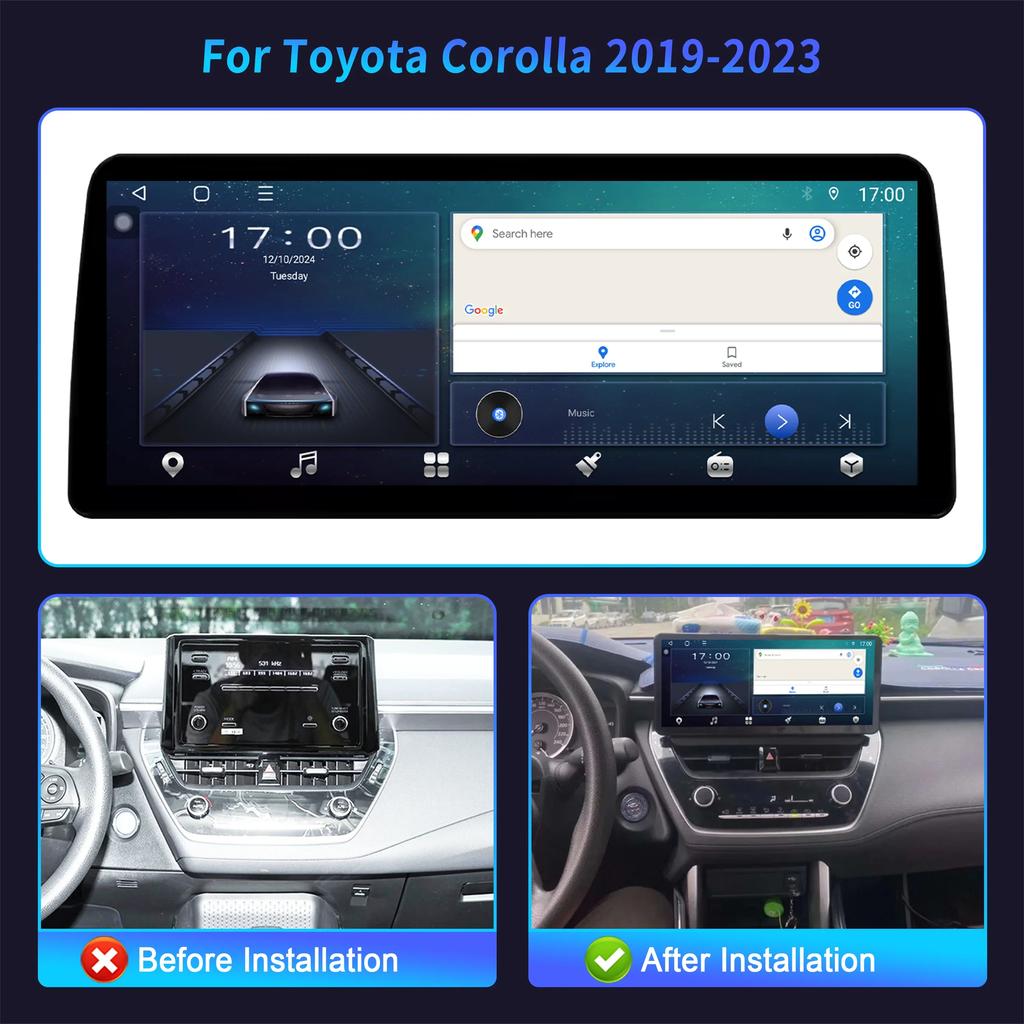 12.3inch Android 14 For Toyota Corolla 2019-2025 Car Radio Navigation 4G GPS Multimedia Wireless BT Carplay Screen Stereo