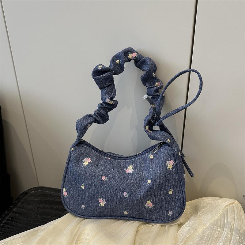 Sweet Japanese Style Cotton Crescent Bag Fashionable Women's Shoulder Handbag Casual Tote KTB