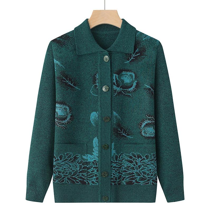 Damen Lockerer Dicker Strick Cardigan Oberbekleidung Für Ältere Mutter Oma