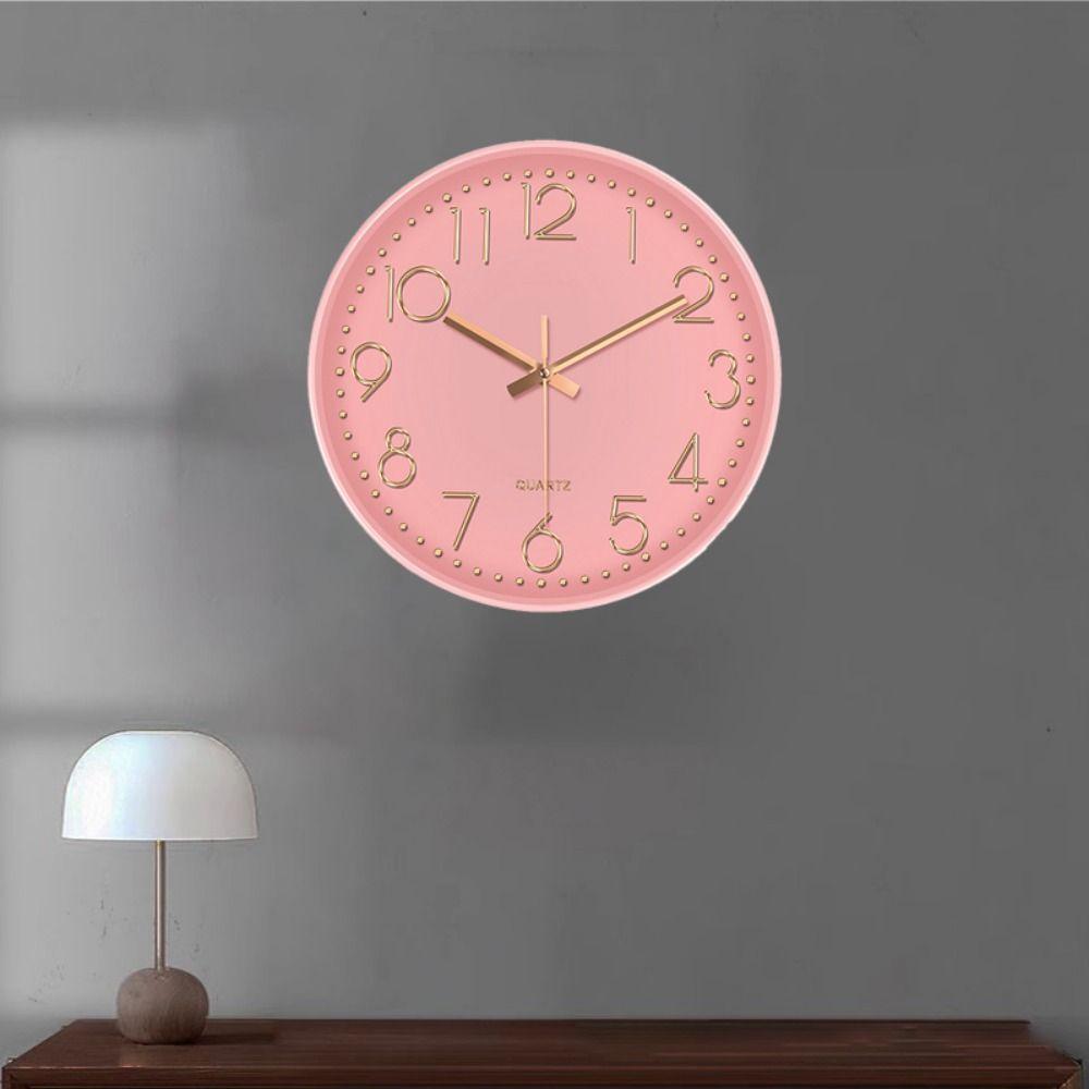 Non-Ticking Nordic Wall Clock Round Wall Hanging Clock Electronic Color Clock  Living Bedroom