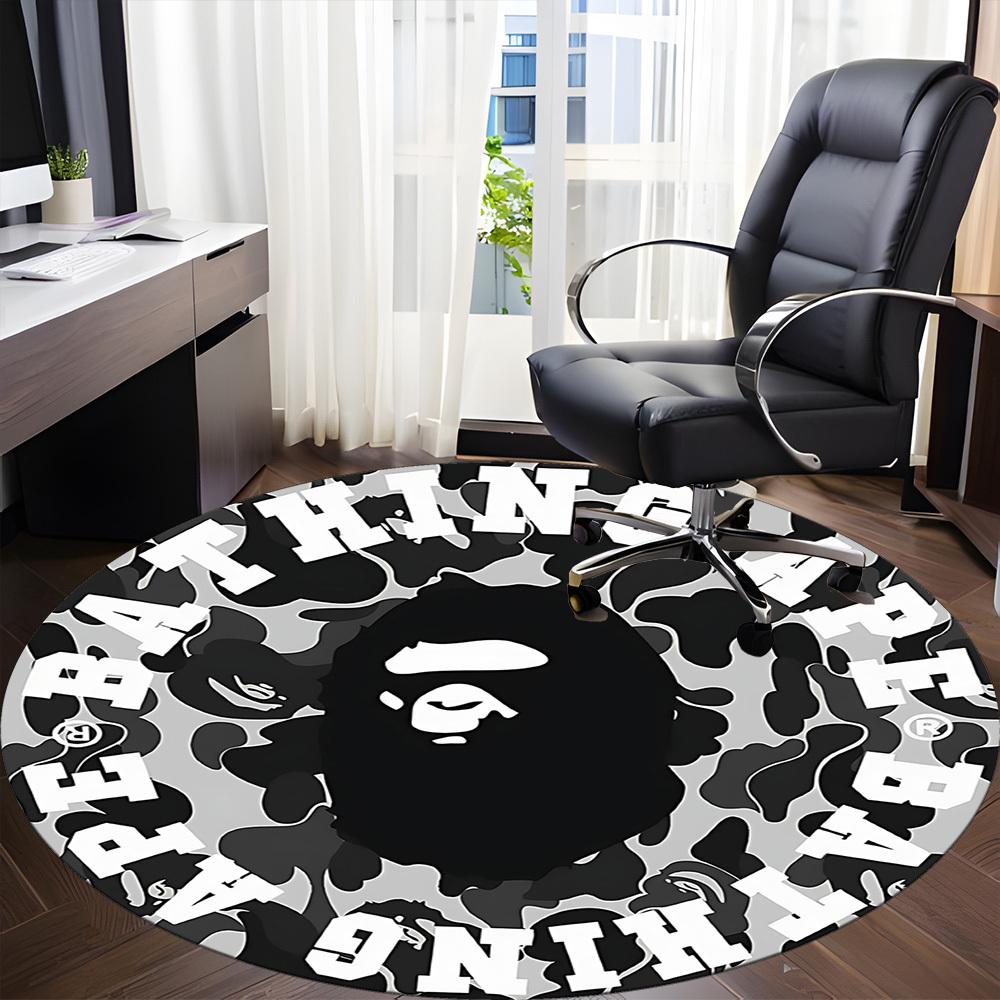 1 τεμ. Bape Camo Στρογγυλό Χαλί Γραφείου Ζώνης, Εσωτερικό Πατάκι Κατάλληλο Για Γραφείο, Κάτω Από Καρέκλες Γραφείου Υπνοδωμάτιο Σαλόνι Διακόσμηση Σπιτιού, Διακόσμηση Δωματίου